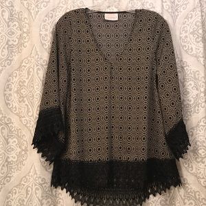 Black and cream blouse